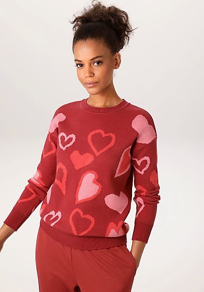 Aniston CASUAL Strickpullover mit eingestrickten, grafischen Herzen - NEUE günstig online kaufen