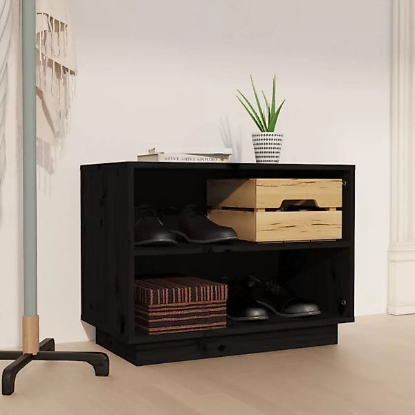 Vidaxl Schuhschrank Schwarz 60x34x45 Cm Massivholz Kiefer günstig online kaufen