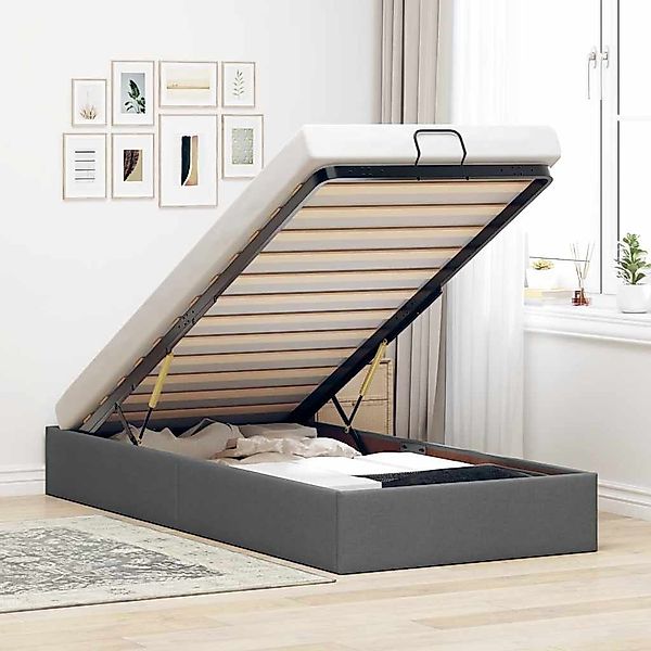 vidaXL Bett, Ottoman-Bett ohne Matratze Dunkelgrau günstig online kaufen