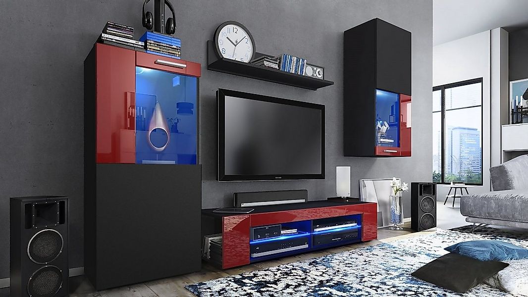 Vladon Wohnwand Movie, (Anbauwand, bestehend aus 1 TV-Board, 2 Vitrinen und günstig online kaufen