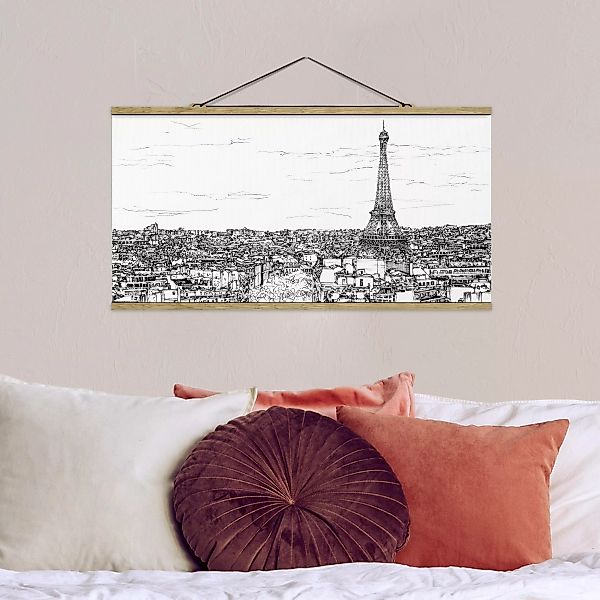Stoffbild Architektur mit Posterleisten - Querformat Stadtstudie - Paris günstig online kaufen