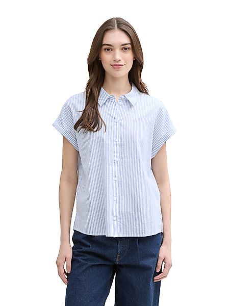 TOM TAILOR Denim Kurzarmbluse mit Streifen-Design günstig online kaufen
