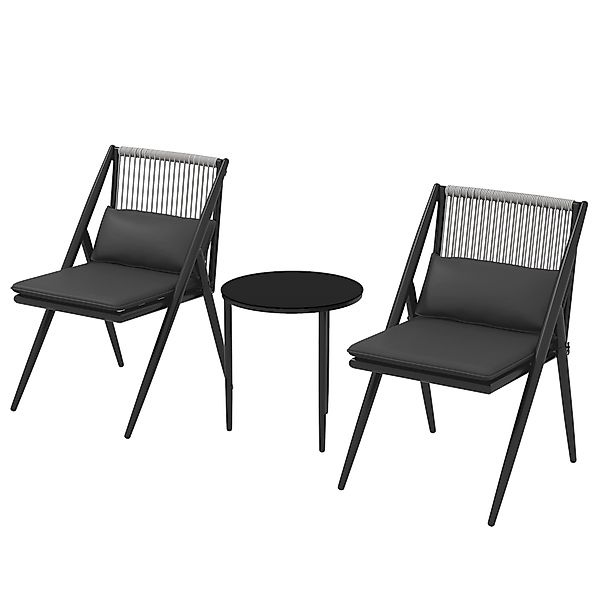 Outsunny Gartenmöbel Bistro-Set, 3-teiliges Gartenbistro-Set mit 2 Sesseln günstig online kaufen