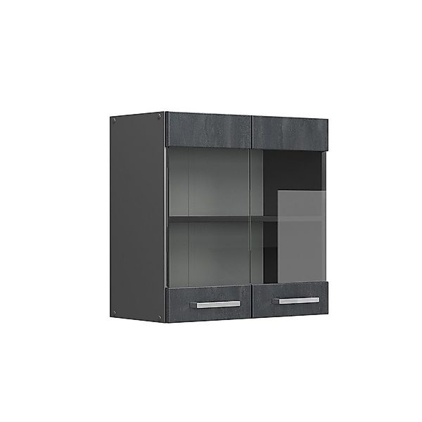 Vicco Glashängeschrank R-Line, Schwarz Beton/Anthrazit, 60 günstig online kaufen