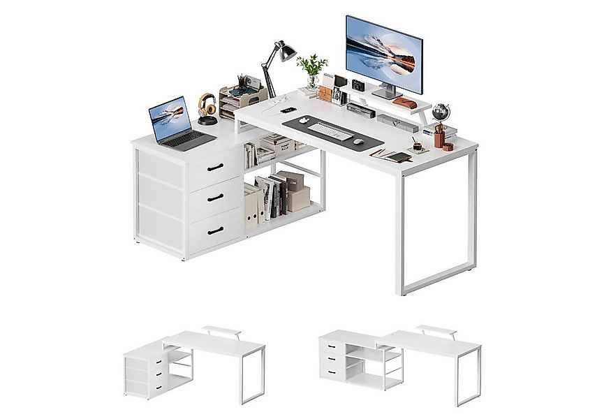 Furnicopia Eckschreibtisch 140cm mit Monitorarm, Computertisch mit drehbare günstig online kaufen