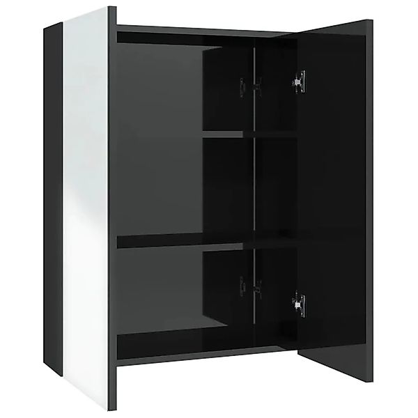 vidaXL Bad-Spiegelschrank 60x15x75 cm MDF Glänzendes Schwarz 331524 günstig online kaufen