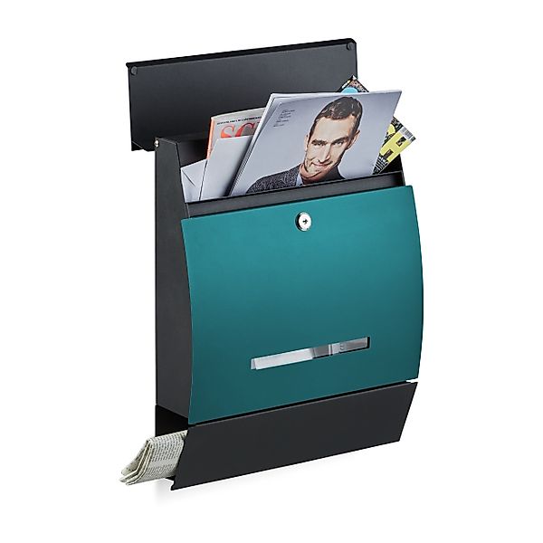 relaxdays Briefkasten Design Briefkasten mit Zeitungsfach, günstig online kaufen