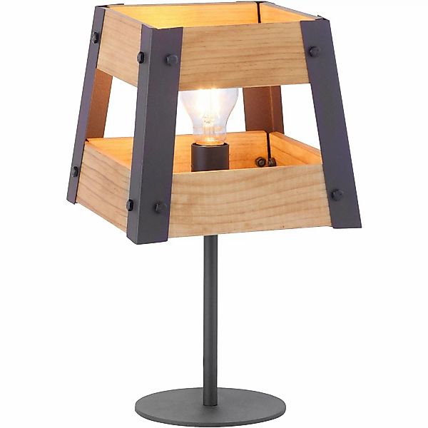 Just Light. Tischleuchte Crate Holz Natur 1-flammig günstig online kaufen