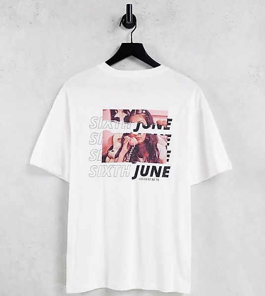 Sixth June – Oversize-T-Shirt in Weiß mit Fotoprint hinten günstig online kaufen