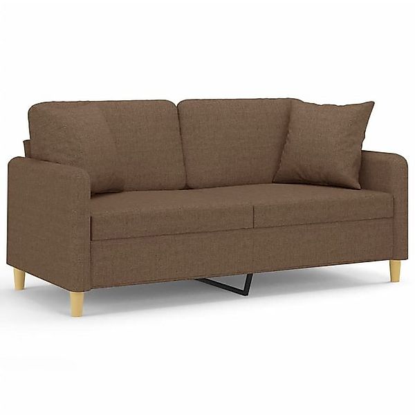 vidaXL Sofa, 2-Sitzer-Sofa mit Zierkissen Braun 140 cm Stoff günstig online kaufen