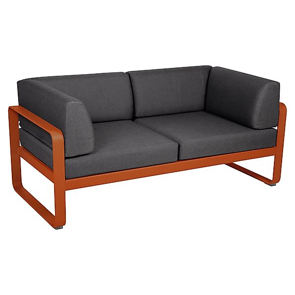 Bellevie 2-Sitzer Club Sofa E2 Kandierte Orange A3 Graphitgrau günstig online kaufen