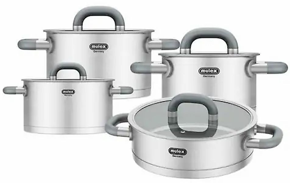 Mulex Topf-Set »LUGANO« Edelstahl 18/10 Set, 8 Stk. tlg. inkl. Servierpfann günstig online kaufen