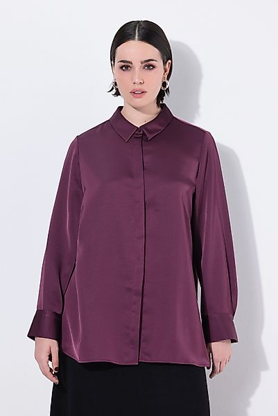 Ulla Popken Hemdbluse Satin-Hemdbluse hinten länger günstig online kaufen