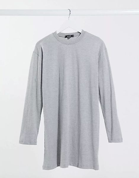 Missguided – Langärmliges T-Shirt-Kleid in Grau günstig online kaufen