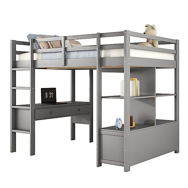 Merax Hochbett mit Schreibtisch und Regal günstig online kaufen