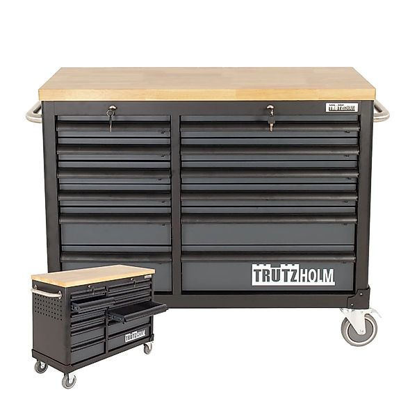 TRUTZHOLM Werkstattwagen DELUXE 12 Schubladen Unbestückt Massive Arbeitspla günstig online kaufen
