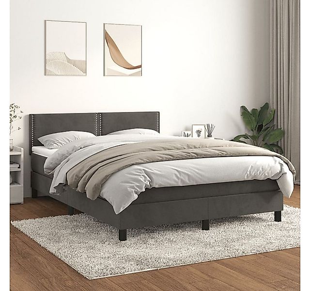 vidaXL Boxspringbett Boxspringbett mit Matratze Dunkelgrau 140x190 cm Samt günstig online kaufen