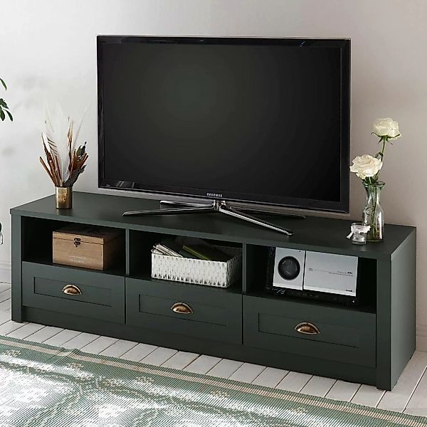 Landhaus TV Lowboard ATHEN-61 in edlem englisch-grün, mit 3 Schubkästen, B/ günstig online kaufen