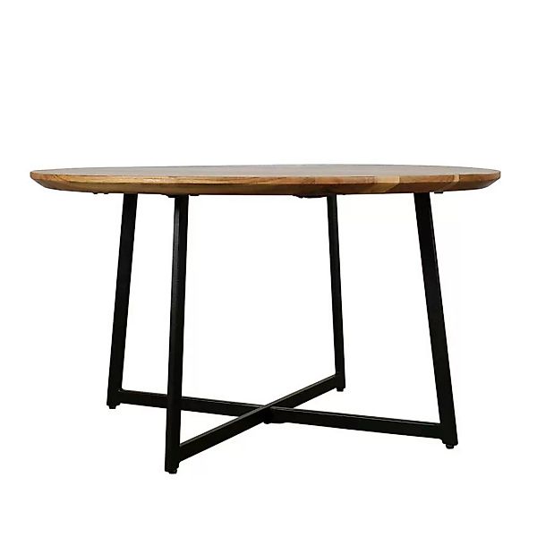 Runder Sofa Tisch aus Akazie Massivholz und Metall 80 cm Durchmesser günstig online kaufen