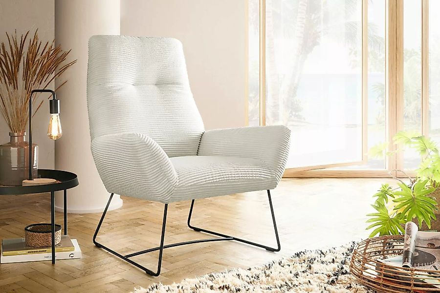 KAWOLA Sessel BISA Cord cremeweiß günstig online kaufen