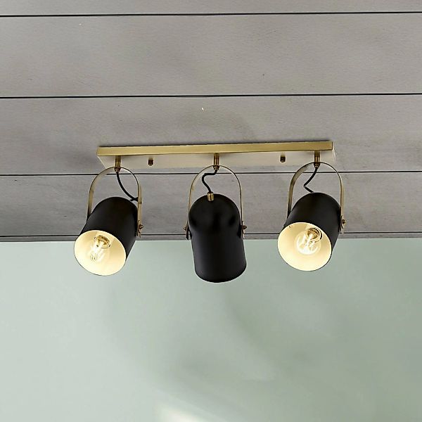 Deckenleuchte Esra, schwarz, Länge 45 cm, Metall, 3-flammig günstig online kaufen