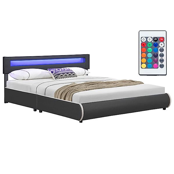 Juskys Polsterbett Sevilla, 180x200 cm, RGB-LED, günstig online kaufen