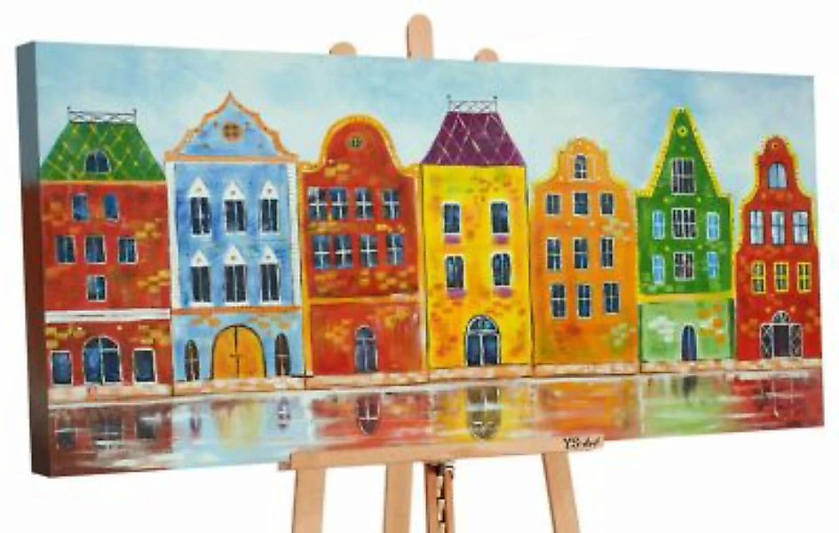 YS-Art™ "Gemälde Acryl ""Traum Stadt II"" handgemalt auf Leinwand 120x60 cm günstig online kaufen