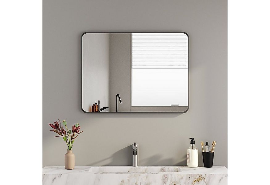 Boromal Wandspiegel Spiegel Schwarz Rechteckig Wand mit Rahmen eckig / abge günstig online kaufen