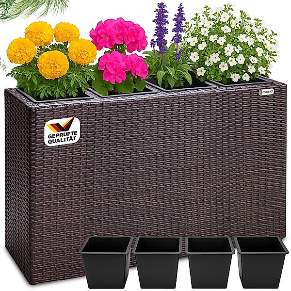 Casaria Pflanzkübel, 4 Innentöpfe Herausnehmbar Polyrattan günstig online kaufen