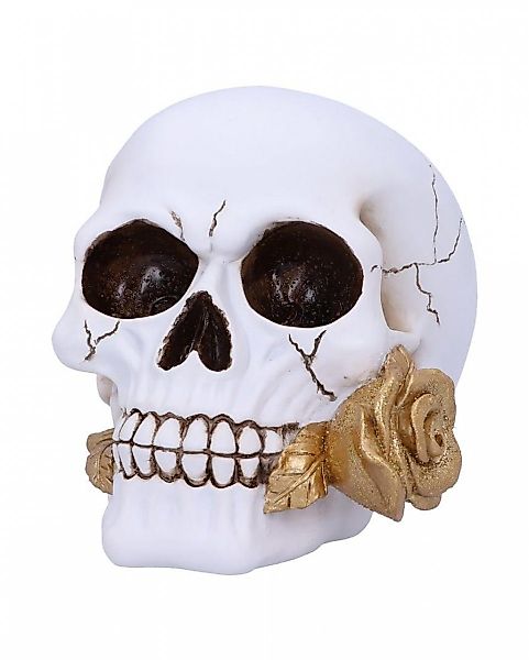 Horror-Shop Dekofigur Weißer Totenschädel mit goldglänzender günstig online kaufen