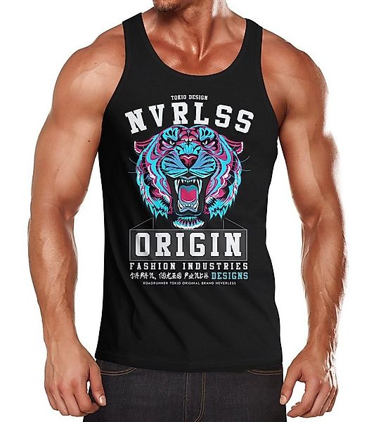 Neverless Tanktop Herren Tank-Top Tiger-Kopf Origin Tokio Design Schriftzug günstig online kaufen