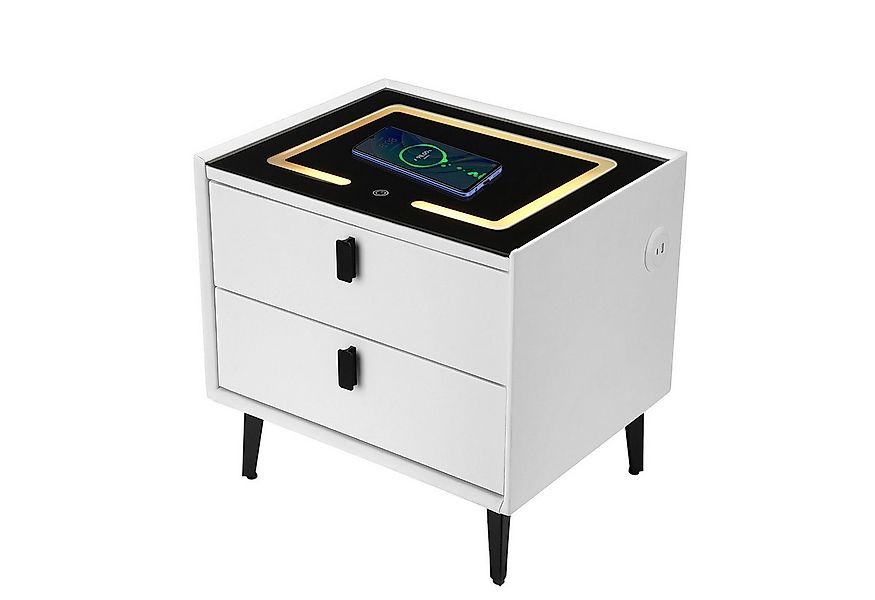 oyajia Nachttisch Nachttisch mit LED-Beleuchtung, mit 15W Kabelloses Laden, günstig online kaufen