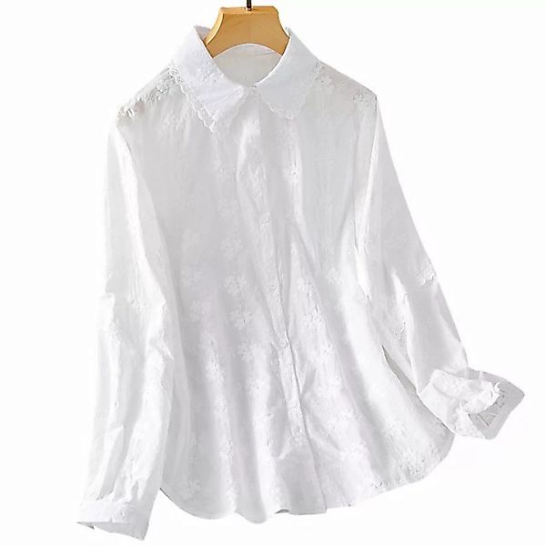 FIDDY Leinenhemd Jacquard-Hemd mit Laternenärmeln und Knopfleiste vorne günstig online kaufen