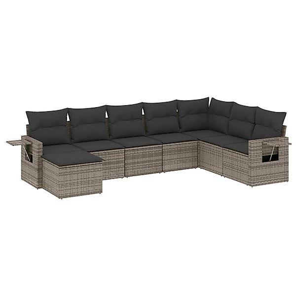 vidaXL 8-Tlg Garten-Sofagarnitur mit Kissen Grau Poly Rattan 3220559 günstig online kaufen