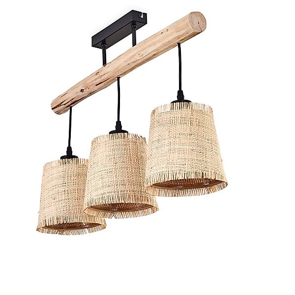 hofstein Deckenleuchte moderne Deckenlampe aus Holz/Metall/Bast günstig online kaufen