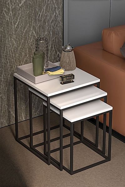 en.casa Couchtisch (3er-Set, 3-St), platzsparendes 3er-Set, quadratisch 893 günstig online kaufen