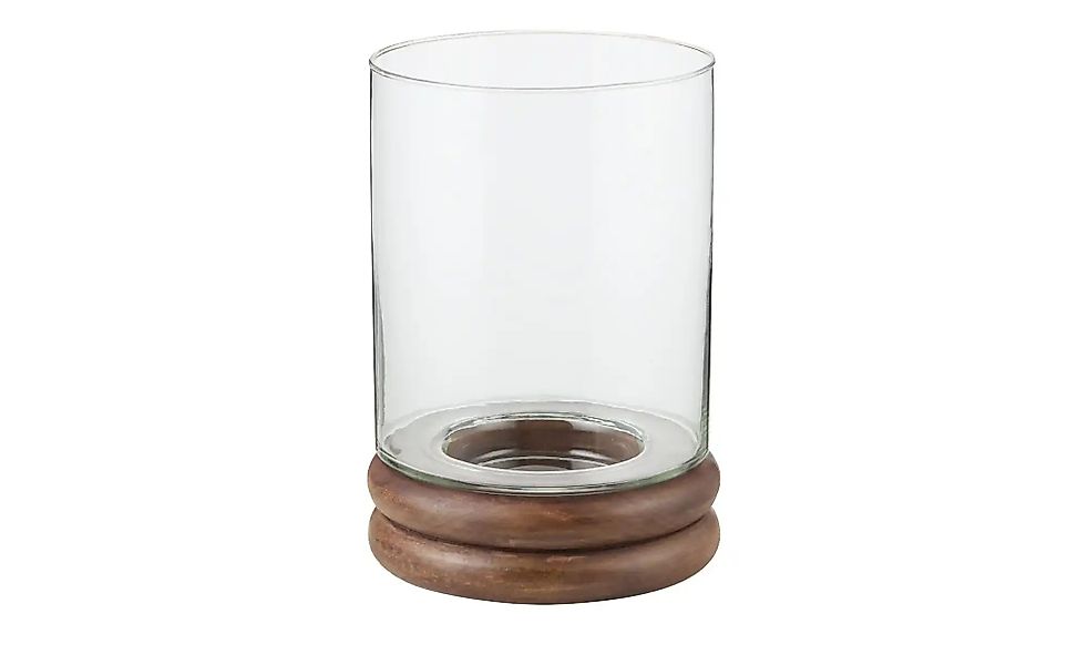 HOME STORY Windlicht   ¦ holzfarben ¦ Glas ¦ Maße (cm): H: 23  Ø: 16 Access günstig online kaufen