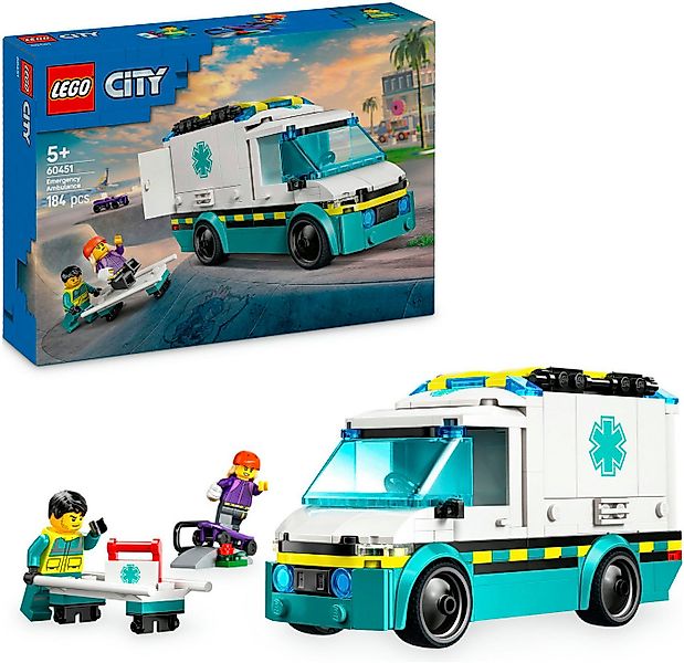 LEGO® Rettungswagen (60451), LEGO City Konstruktionsspielsteine, (184 St), günstig online kaufen