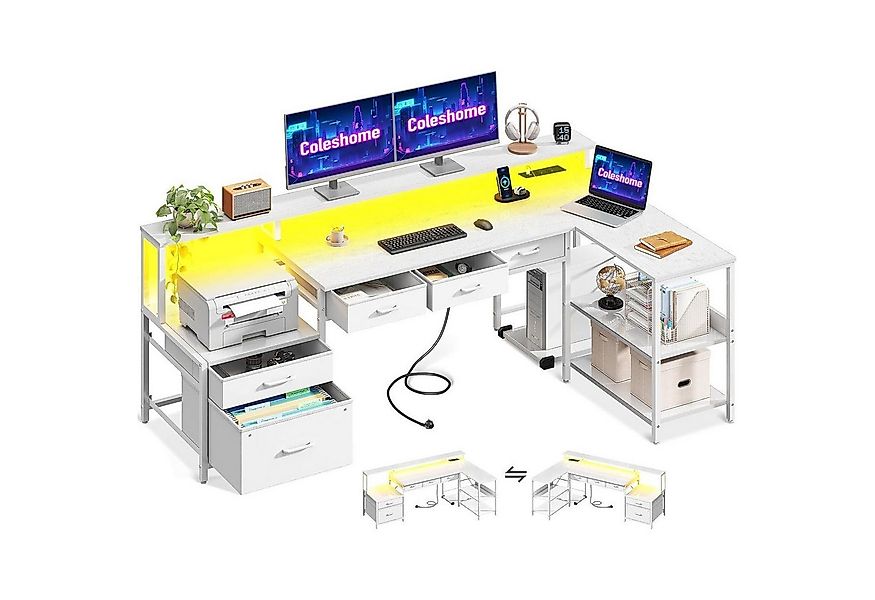 LuxusKollektion Eckschreibtisch Schreibtisch L Form 175x100cm Gaming Tisch günstig online kaufen