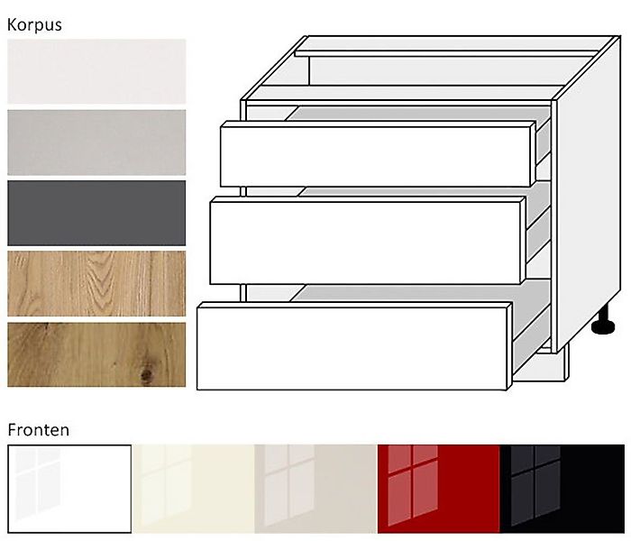 Feldmann-Wohnen Unterschrank Platinum (Platinium, 1-St) 90cm günstig online kaufen