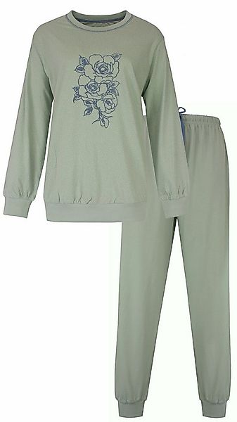 Tenderness Schlafanzug Damen Jersey Pyjama lang mit Bündchen (2 tlg) Baumwo günstig online kaufen