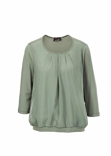 GOLDNER Kurzarmbluse "Kurzgröße Chiffon-Shirt mit 3/4-Arm, Rundhals" keine/ günstig online kaufen