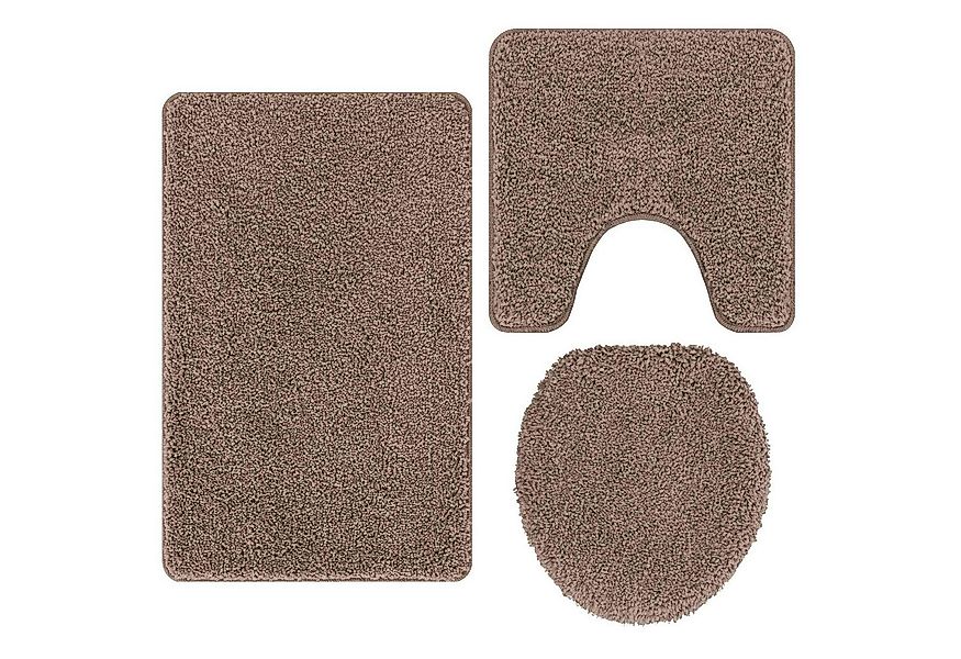vidaXL Badematte Anti-Rutsch Badematten-Set 3 pcs Braun PP, Höhe 0.2 mm, Po günstig online kaufen
