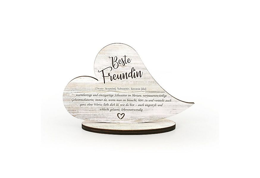 Kreative Feder Dekoobjekt Herz-Aufsteller „Beste Freundin“- freistehende Ho günstig online kaufen