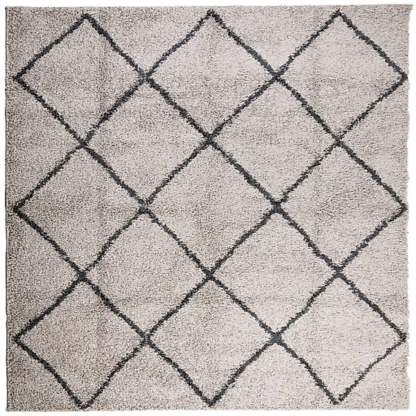 vidaXL Teppich Shaggy Hochflor Modern Beige Und Anthrazit 160x160 Cm 195475 günstig online kaufen