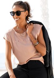 Venice Beach Kurzarmshirt mit glänzendem Logodruck, T-Shirt aus Baumwolle günstig online kaufen
