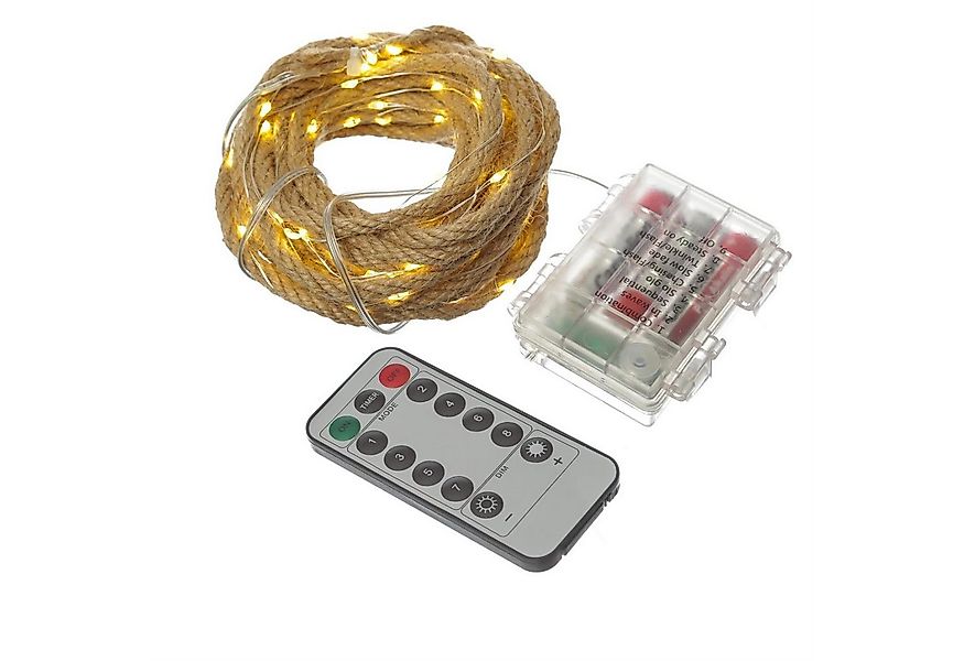 MARELIDA LED-Lichterkette Seil Jute maritime Deko Kordel Tau 100LED 5m Time günstig online kaufen