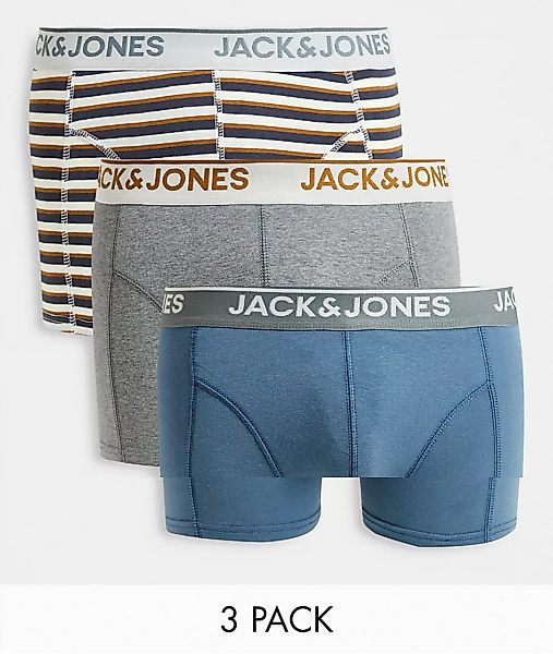 Jack & Jones – 3er-Pack Unterhosen mit Streifen in verschiedenen Farben-Meh günstig online kaufen