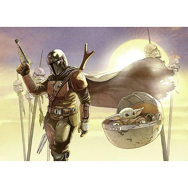 Komar Vlies Fototapete Star Wars The Mandalorian And Grogu Mission Mehrfarb günstig online kaufen