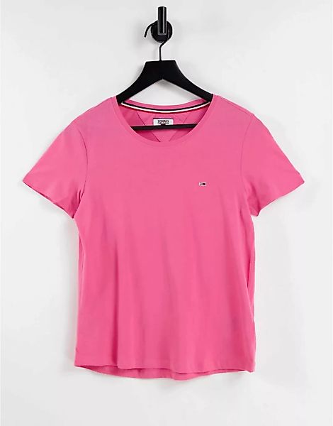 Tommy Jeans – T-Shirt aus weichem Jersey in Rosa günstig online kaufen